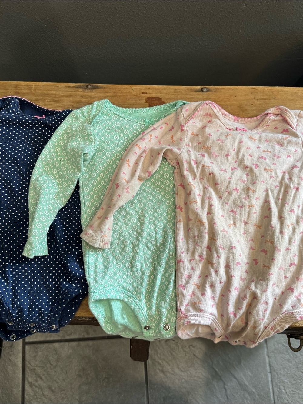 Carter's Navy, Mint & Pink Baby One-Piece Bodysuits - Set of 3